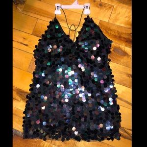 Neartime Sequin Plunge Halter Cross Back Bodycon